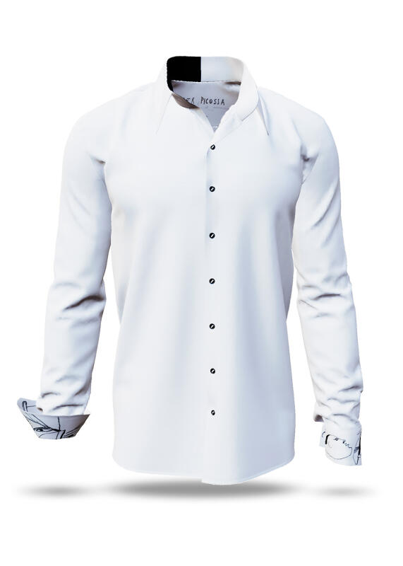 Discover the white and black mens shirt ARMER PICOSSA - 100% cotton