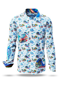 MYBODICK Hemd Herren mit Fischen - 100 % Baumwolle -...