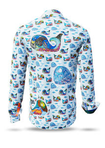 MYBODICK Hemd Herren mit Fischen - 100 % Baumwolle -...