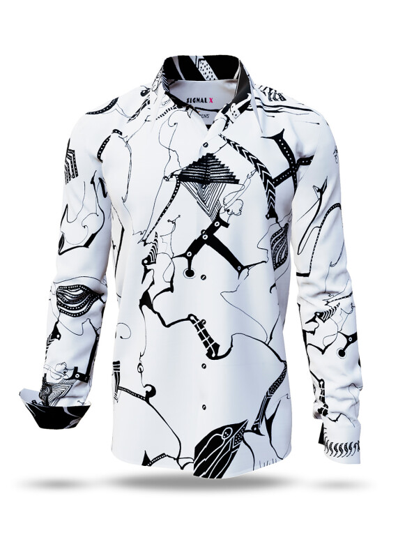 SIGNAL X black and white shirt for men – 100% cotton – GERMENS artfashion