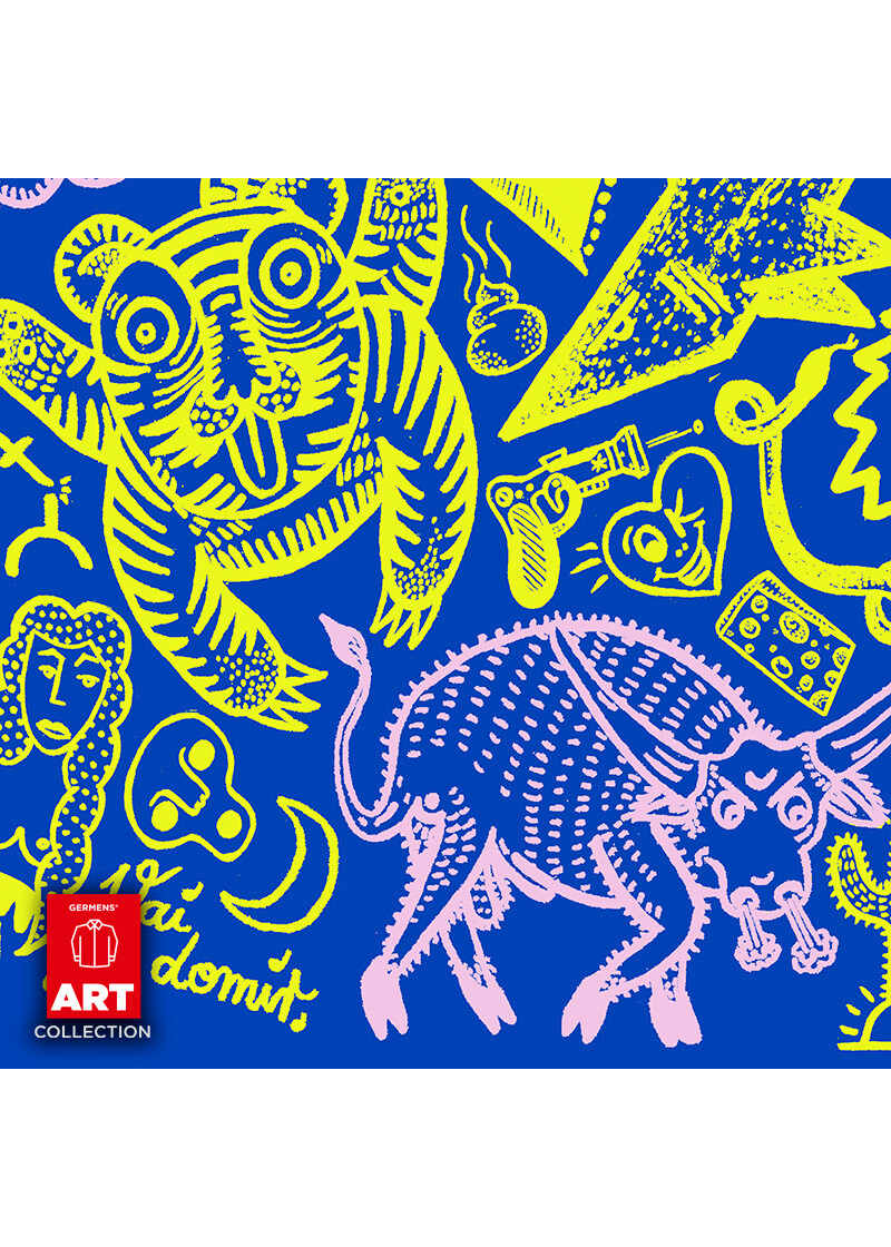 BABYFACE - Blaues Hemd mit hellgrnen Illustrationen - GERMENS