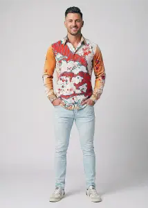 LAKE BLUE beige blue red shirt for men – 100%...