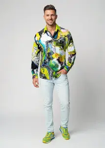 Discover colorful button up shirts for men ALNUSO - 100%...