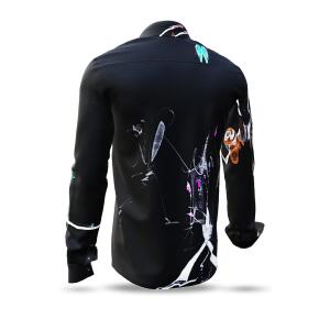 LEBENSSPAGAT - Black men´s shirt with colored drawings