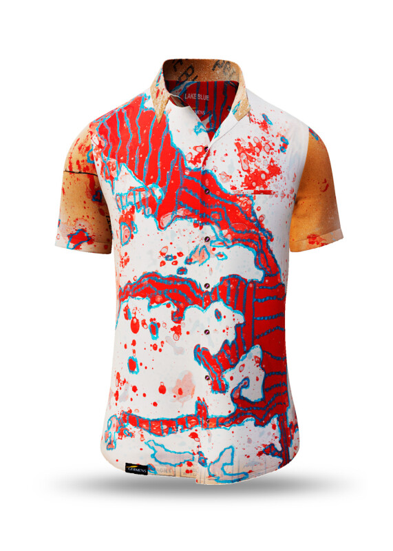 Summer shirt for men LAKE BLUE - 100% cotton - 10 sizes from XS to 6XL - exceptional design - finest workmanship - fabrics made in Germany - limited edition and exclusive