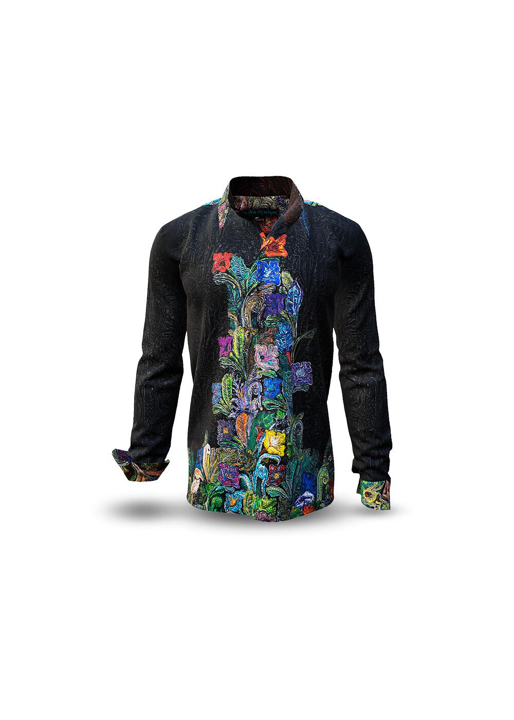 GARDEN MYSTIQUE - Noble dark men's shirt with colored...