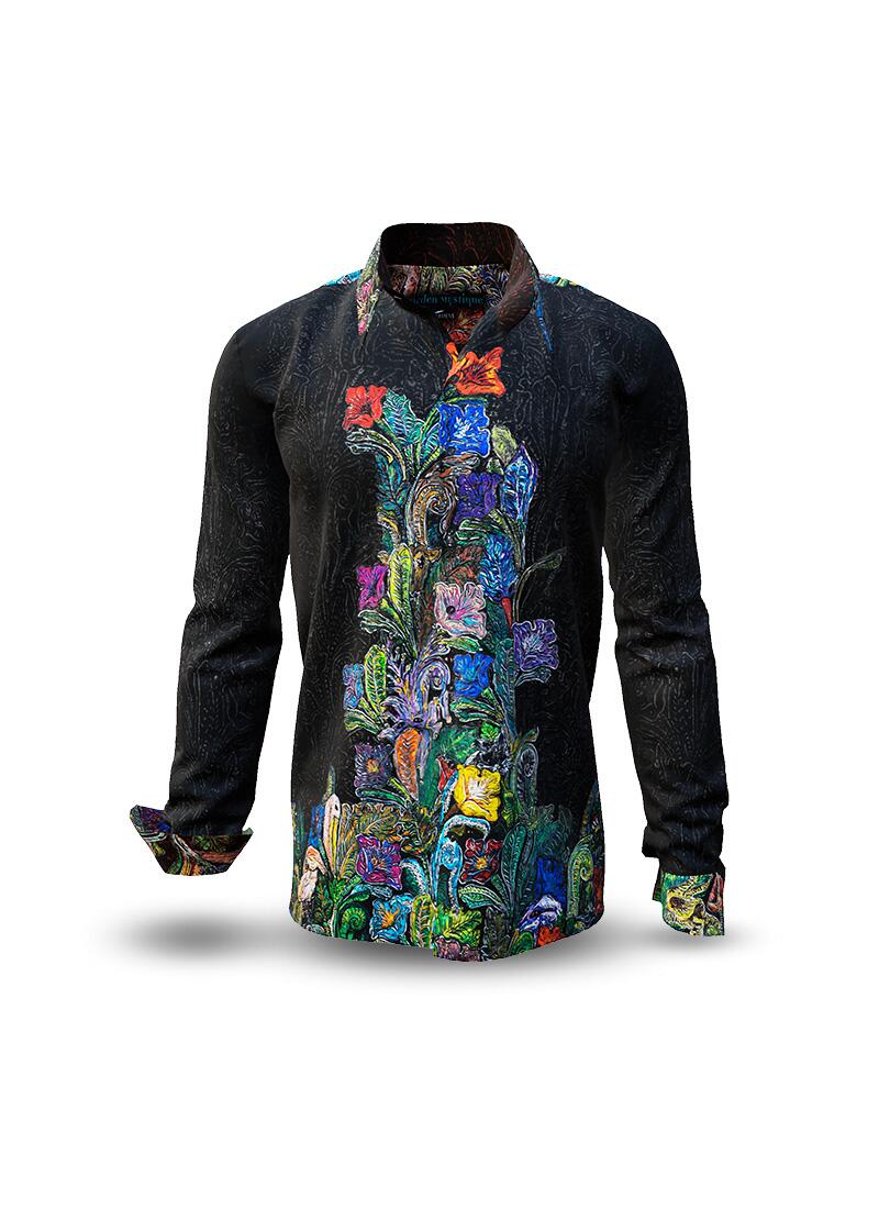 GARDEN MYSTIQUE - Noble dark mens shirt with colored flowers