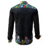 GARDEN MYSTIQUE - Noble dark mens shirt with colored flowers