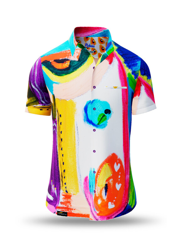 Summer shirt for men PICNIC - 100% cotton - 10 sizes from XS to 6XL - exceptional design - finest workmanship - fabrics made in Germany - limited edition and exclusive