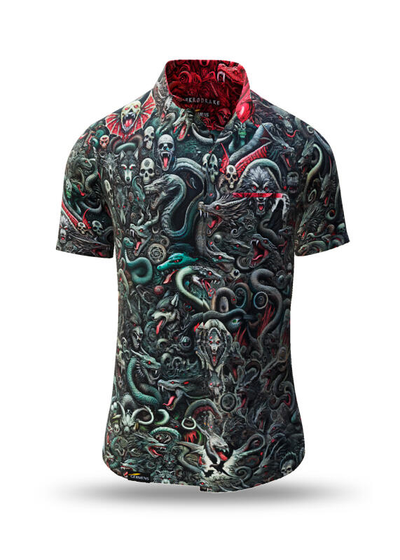 Summer shirt for men NEKRODRAKE - 100% cotton - 10 sizes from XS to 6XL - exceptional design - finest workmanship - fabrics made in Germany - limited edition and exclusive