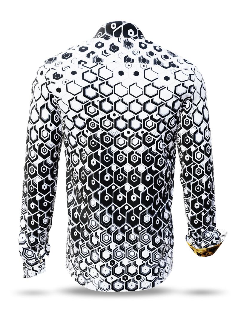 HEXAGON ONYX - white shirt with black honeycomb...