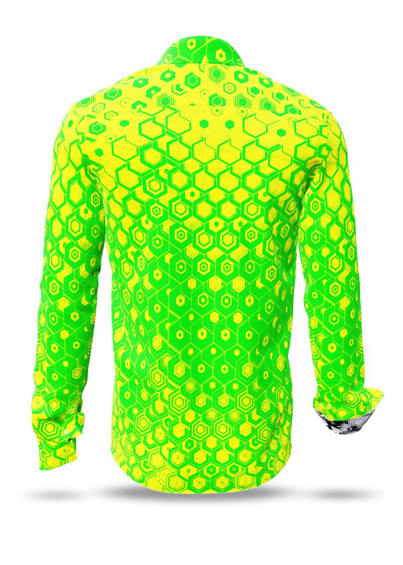 HEXAGON URANIO - yellow shirt with green honeycomb...