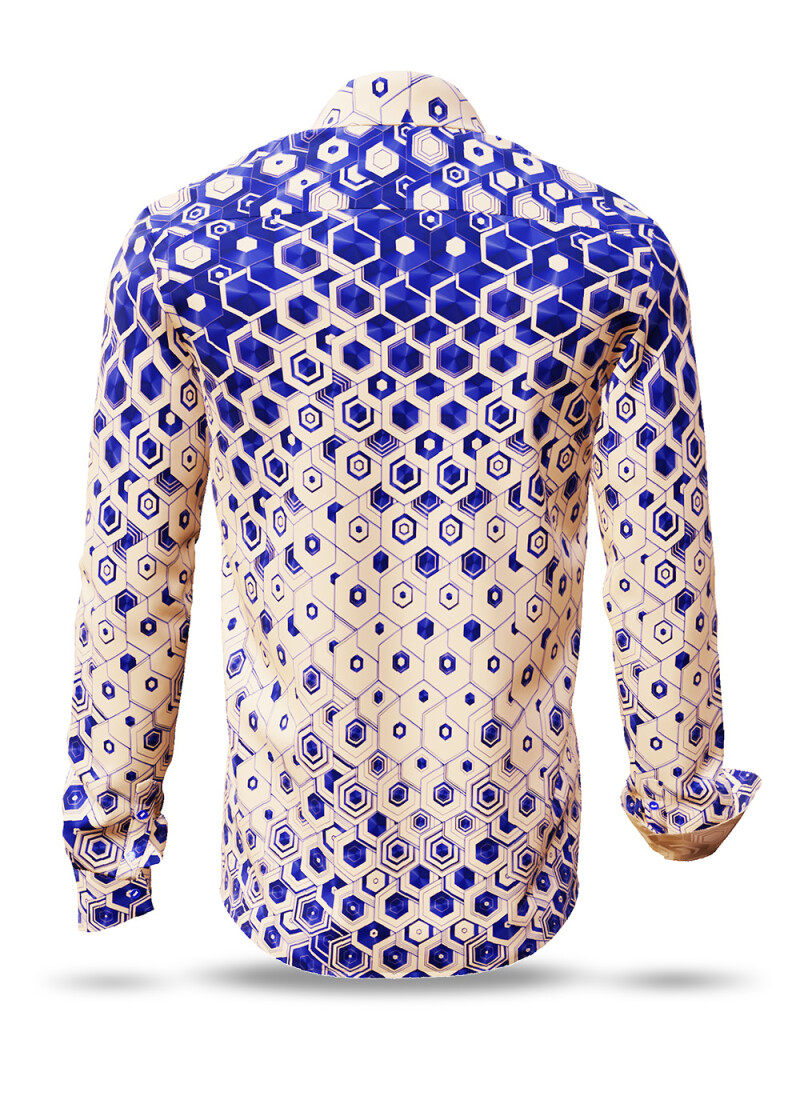 HEXAGON CALCIT - Blue-beige men´s shirt