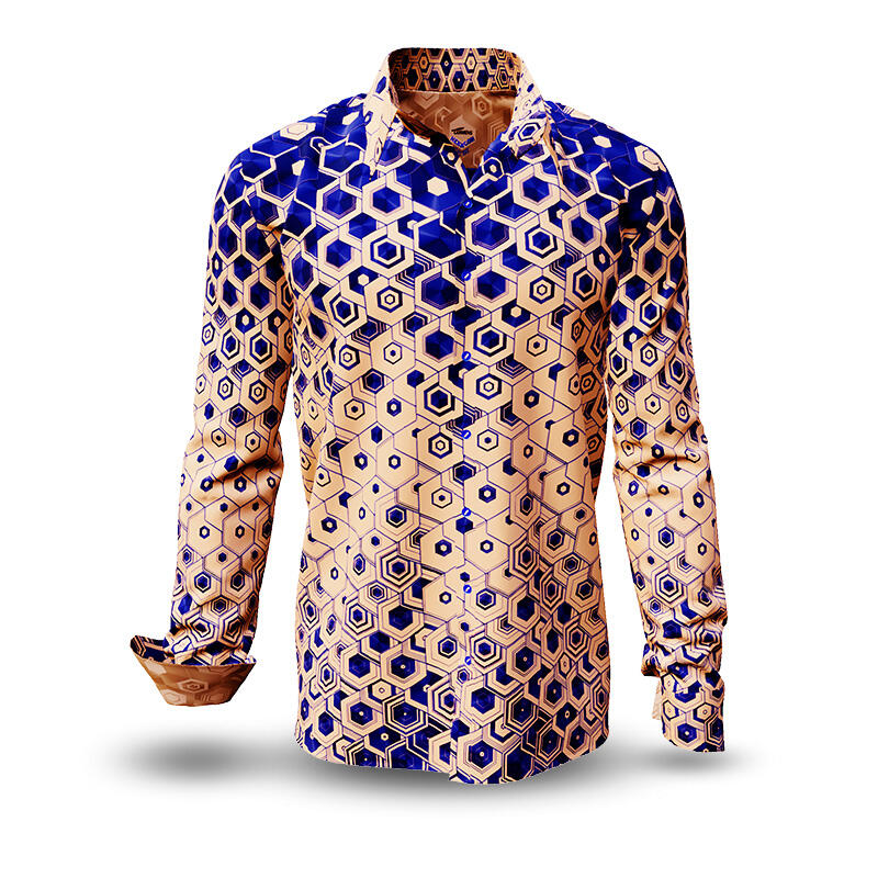 HEXAGON CALCIT - Blue-beige men´s shirt