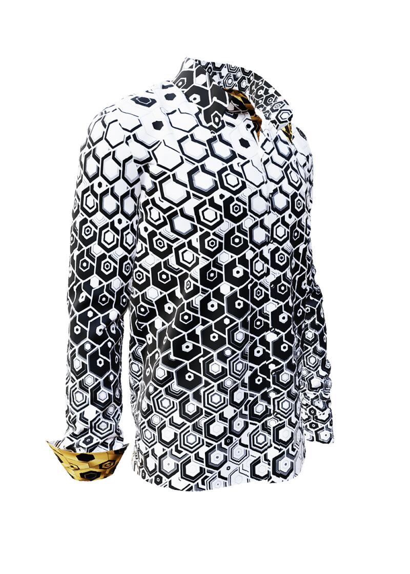HEXAGON ONYX - Weies Hemd mit schwarzen Wabenstrukturen - GERMENS