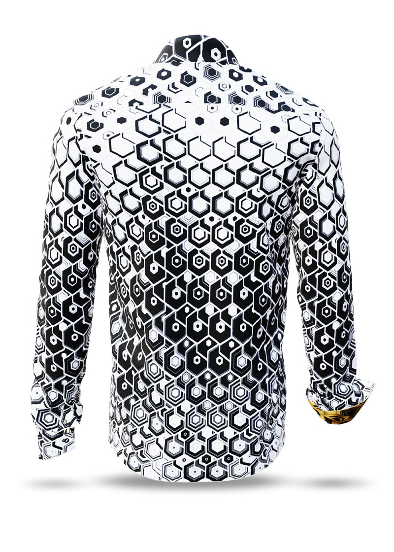 HEXAGON ONYX - Weies Hemd mit schwarzen Wabenstrukturen - GERMENS
