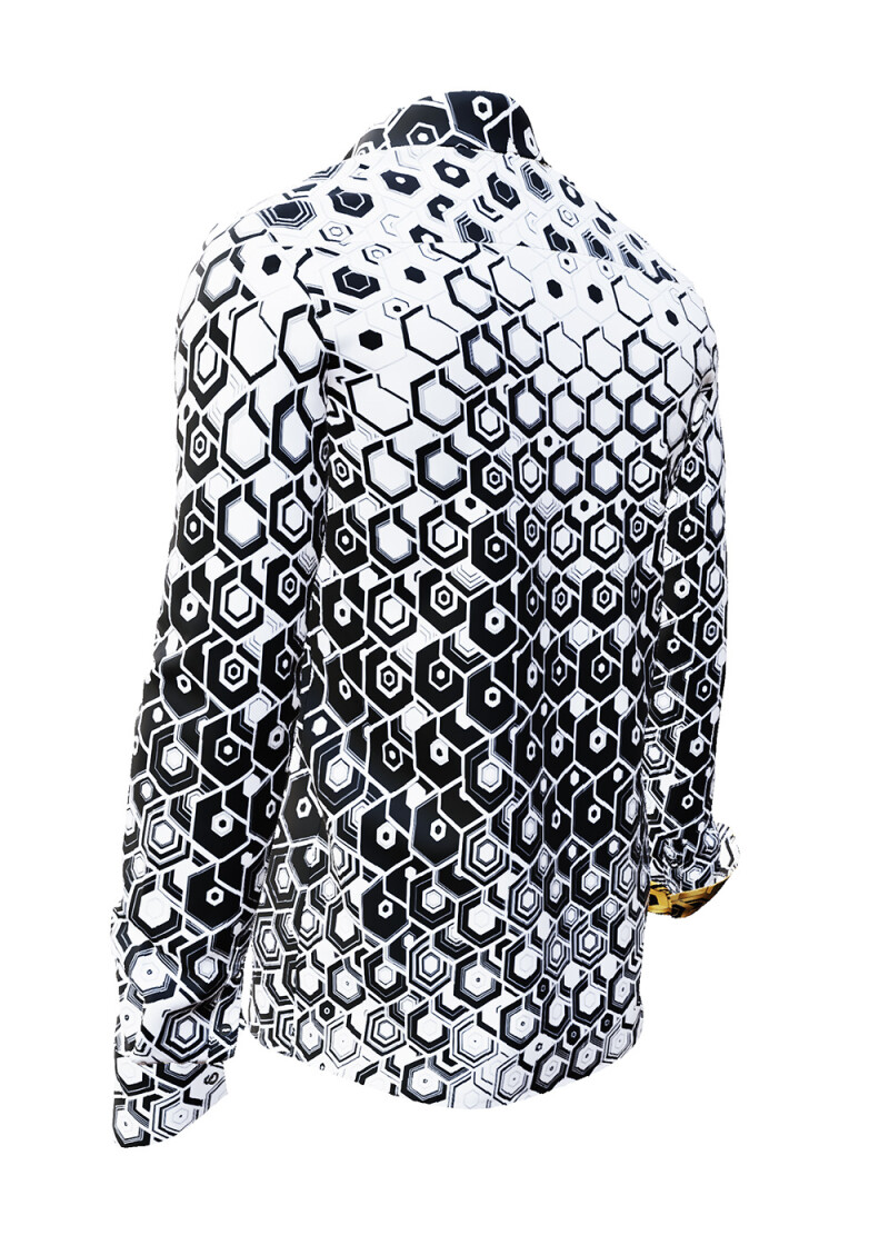 HEXAGON ONYX - Weies Hemd mit schwarzen Wabenstrukturen - GERMENS
