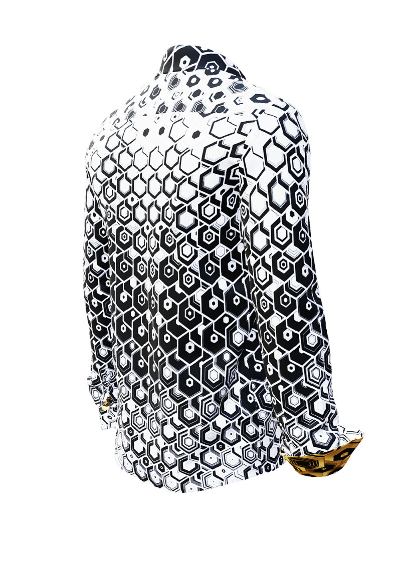 HEXAGON ONYX - Weies Hemd mit schwarzen Wabenstrukturen - GERMENS