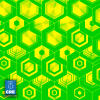 HEXAGON URANIO - yellow shirt with green honeycomb structures  - GERMENS