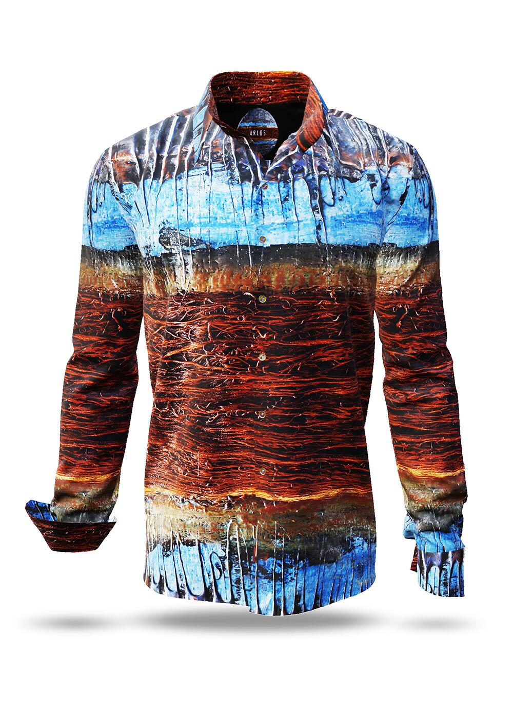 ARLOS - Eye-catching mens shirt in blues and browns -...