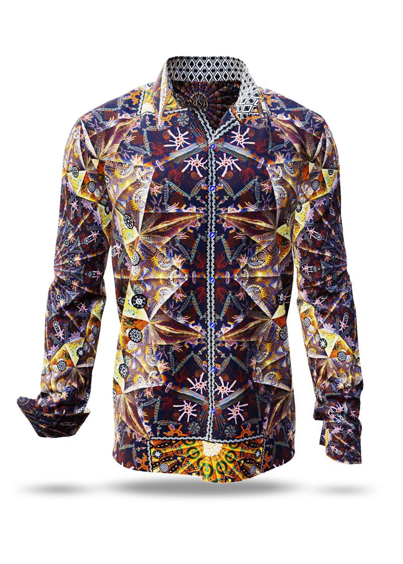 PASA - Shirt in brown tones with oriental-looking patterns - GERMENS