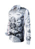 Long Sleeve Button Up Shirts For Men AMERUSINA - The Geopolitical Triumvirate – GERMENS artfashion – 100 % Cotton - Size 3XL
