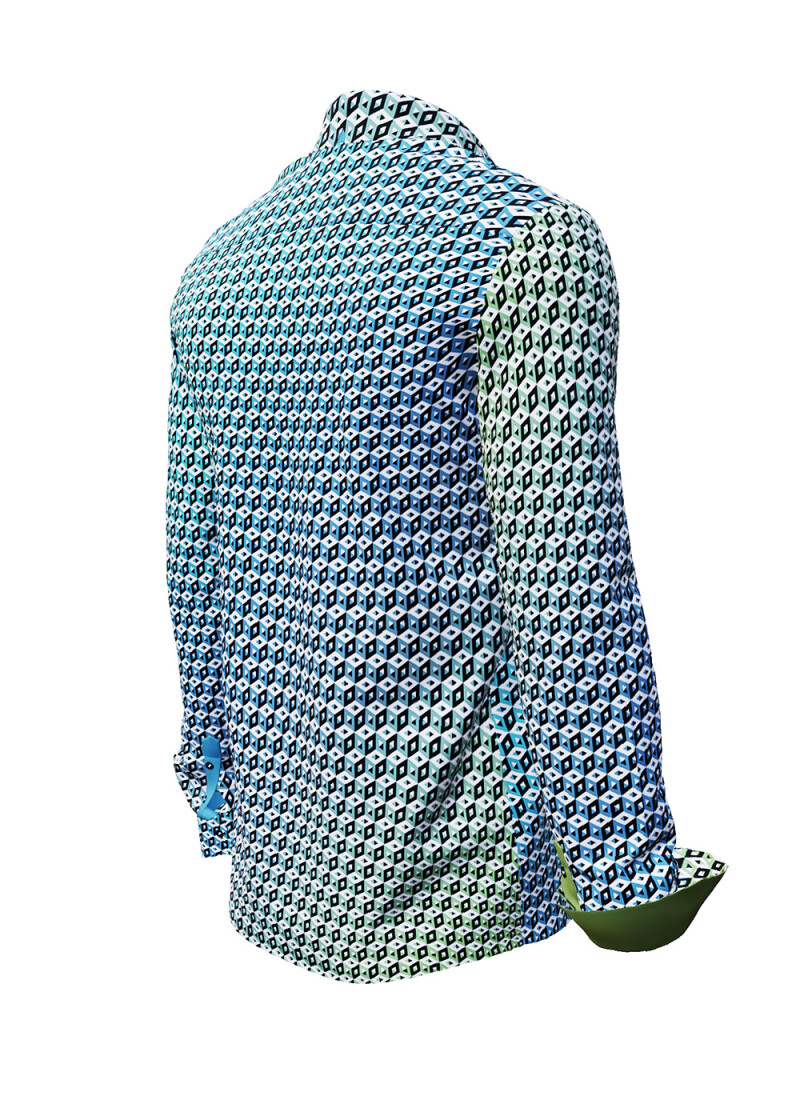 CUBO AZUR - Blau schwarz wei gemustertes Hemd - GERMENS
