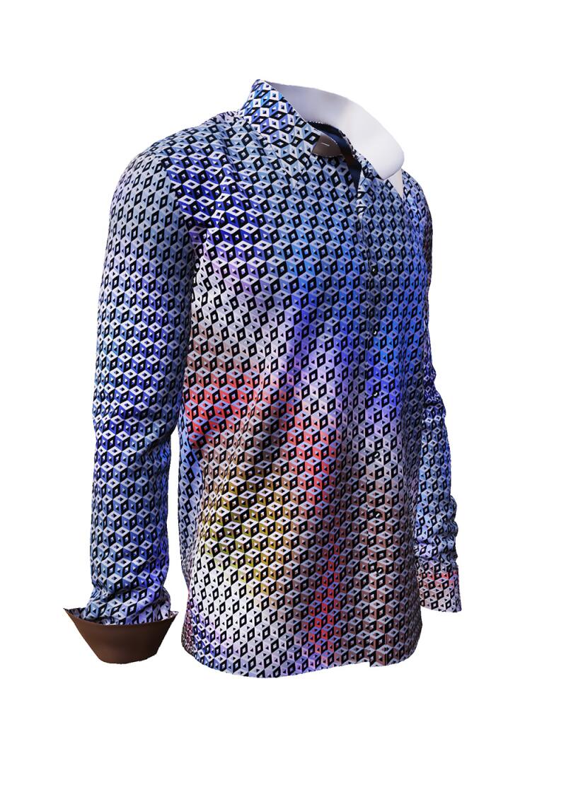 CUBO SPHERE - Grau blau gemustertes Hemd - GERMENS