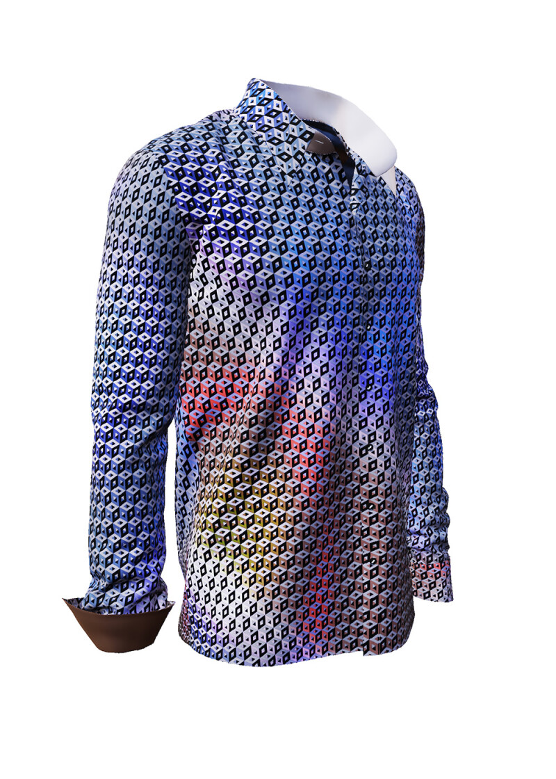 CUBO SPHERE - Grau blau gemustertes Hemd - GERMENS