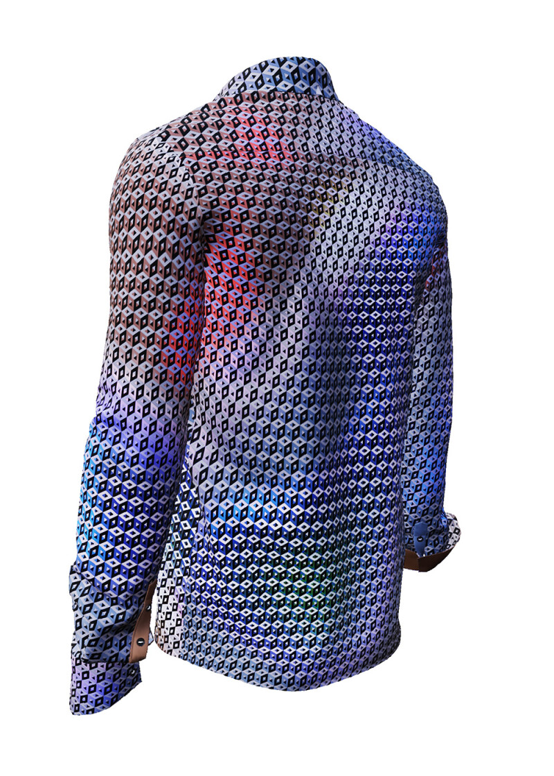 CUBO SPHERE - Grau blau gemustertes Hemd - GERMENS