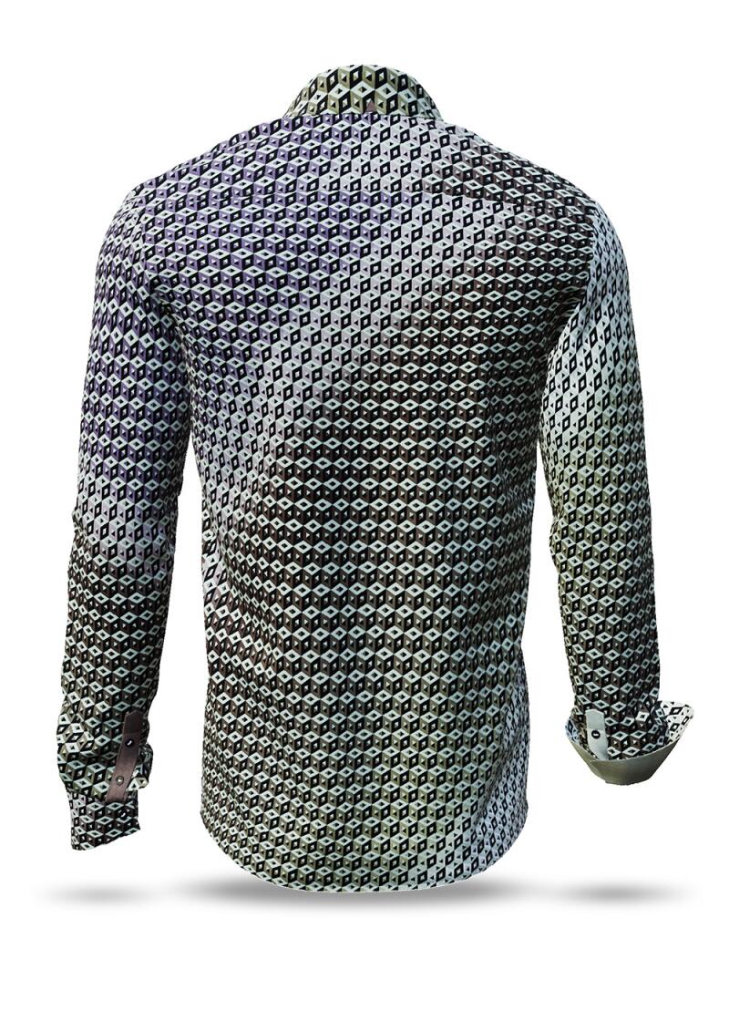 CUBO FABER - Casual shirt pixelated in warm shades of gray