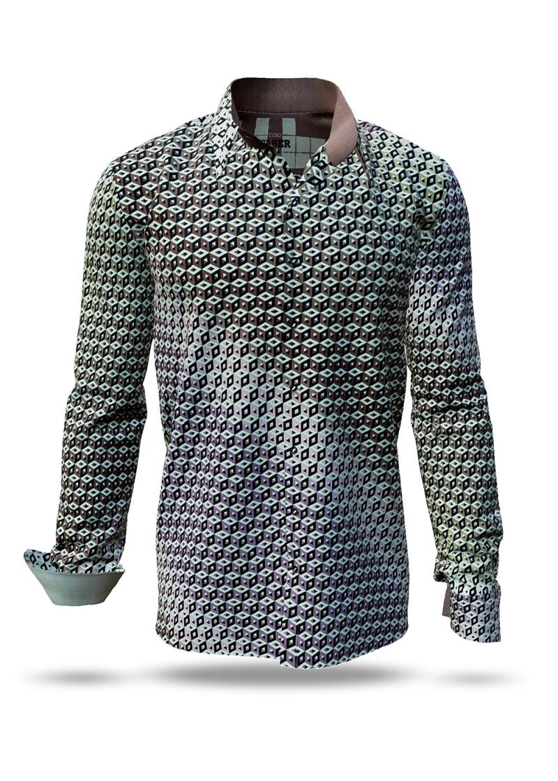 CUBO FABER - Warm grey black and white patterned shirt - GERMENS