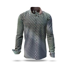 CUBO FABER - Warm grey black and white patterned shirt -...