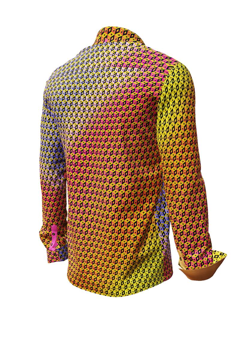 CUBO SUMMER - Rotorange gelb schwarz gemustertes Freizeithemd - GERMENS