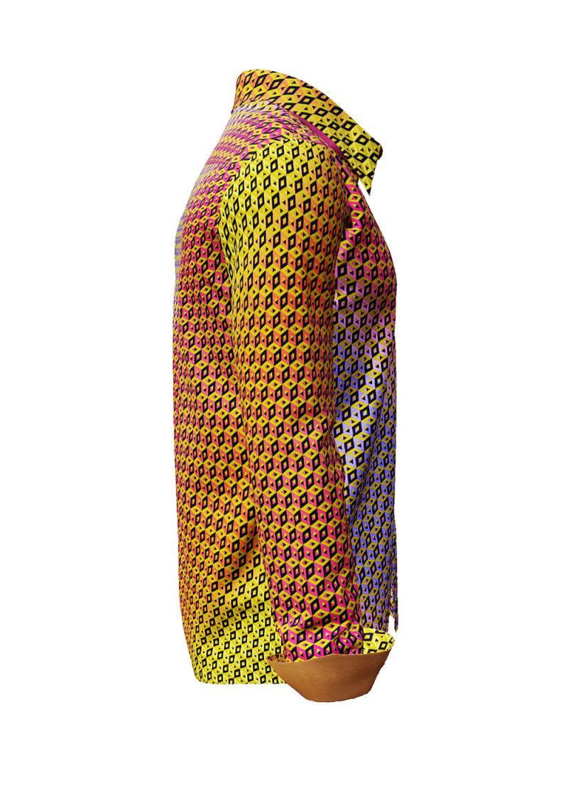 CUBO SUMMER - Rotorange gelb schwarz gemustertes Freizeithemd - GERMENS