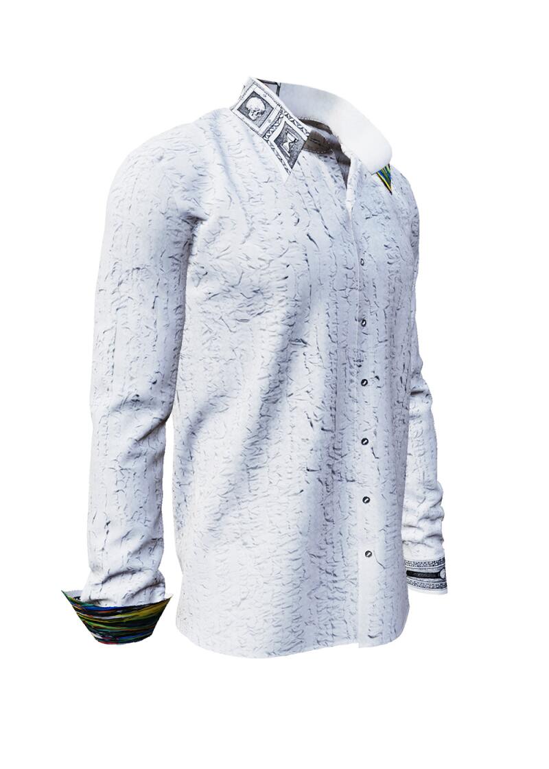 UNKNOWN PLEASURE - White mens shirt with filigree details - GERMENS