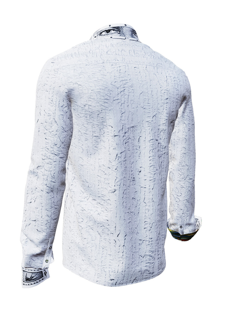 UNKNOWN PLEASURE - White mens shirt with filigree details - GERMENS