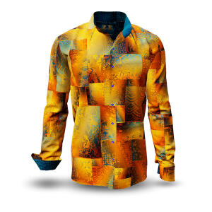 DRACO GOLD - golden yellow shirt with Asian depictions -...