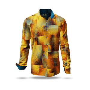 DRACO GOLD - golden yellow shirt with Asian depictions -...