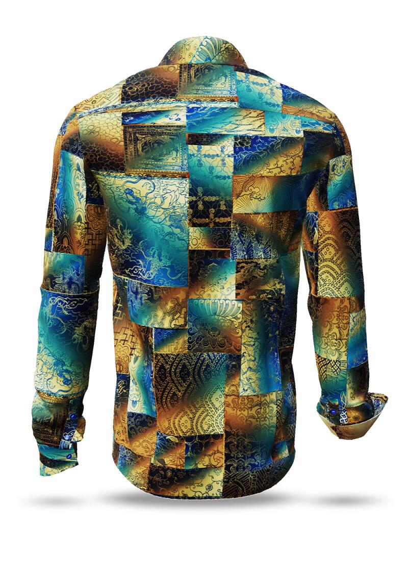 DRACO TÜRKIS - turquoise golden shirt with Asian...