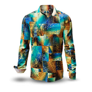 DRACO TÜRKIS - turquoise golden shirt with Asian...