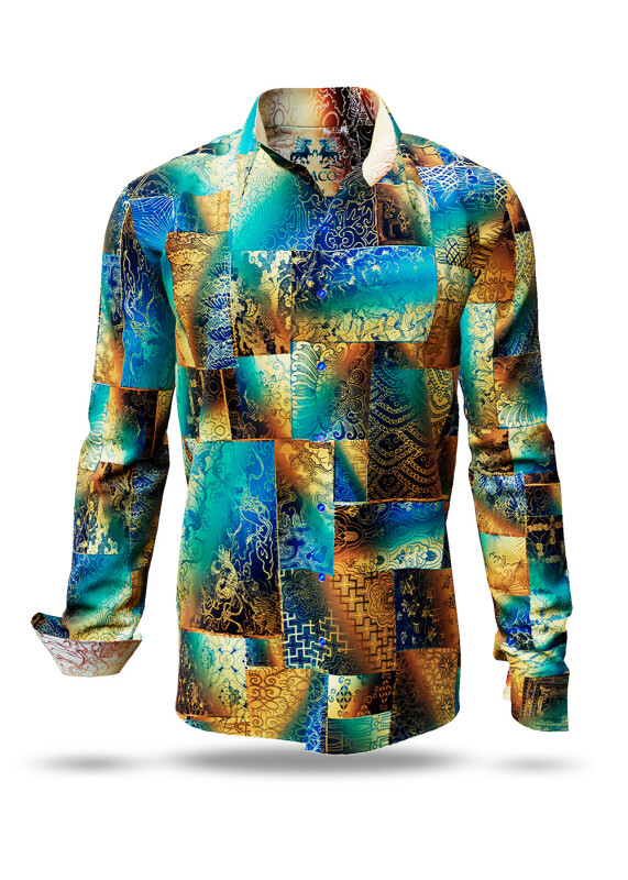 Discover colorful button up shirts for men DRACO TURQUOISE - 100% cotton