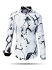 Schwarz-weiße Damenbluse SIGNAL X mit grafischen Zeichen – 100 % Baumwolle – GERMENS artfashion – Größen XS bis 3XL