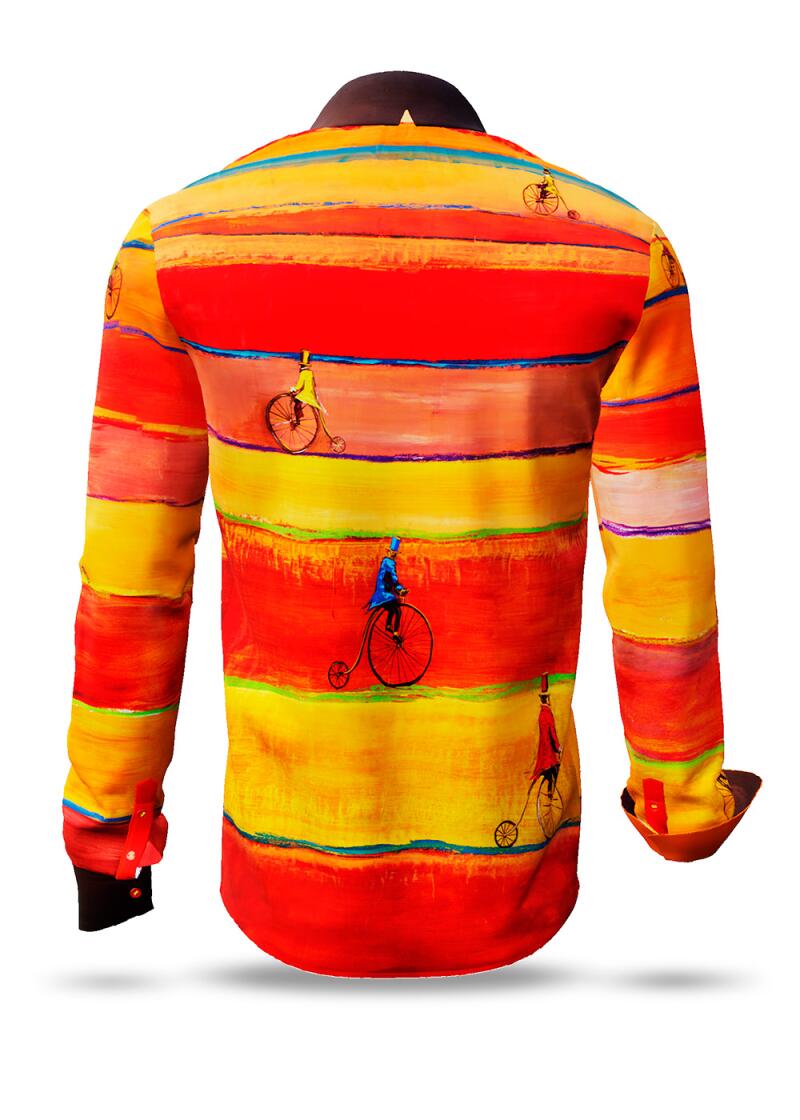 REARTRO - Rot orange gelbes Hemd mit Hochrad-Darstellungen - GERMENS