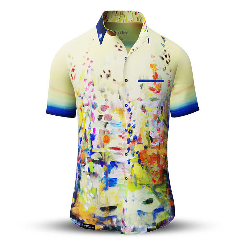 GIVERNY - Yellow short sleeve shirt with colored swabs -...