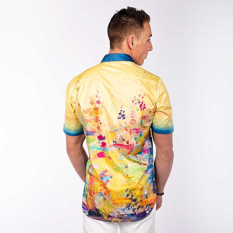 GIVERNY - Yellow short sleeve shirt with colored swabs - GERMENS