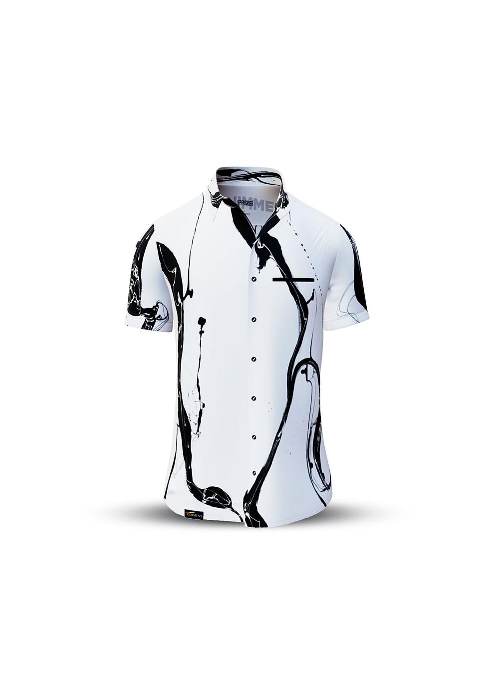 LEBENSADER - Black & white short sleeve men's shirt -...