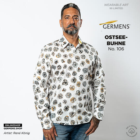 OSTSEEBUHNE - Weiß grau ockergelbes Hemd - GERMENS