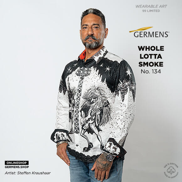 WHOLE LOTTA SMOKE - Schwarz-weißes Hemd für Rockmusiker - GERMENS