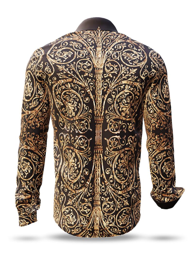 PORTE NOTRE DAME - Dark brown shirt with golden ornaments...